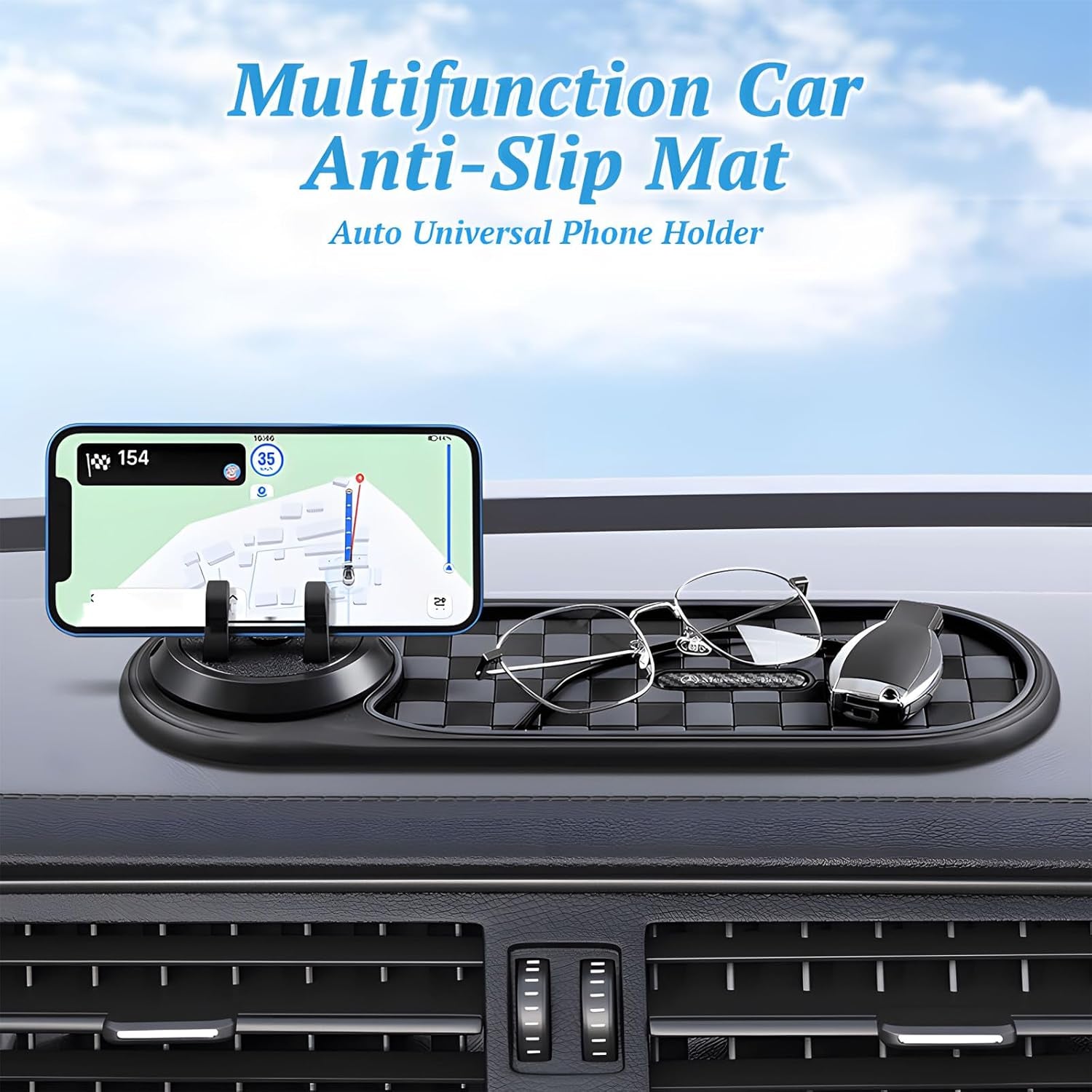 The Ultimate Dashboard Slip-N-Slide: Keep Your Stuff from Going on a Joyride with this Sticky Pad of Wonders (Brown & Silver - Now with Extra Spinning Action!)
