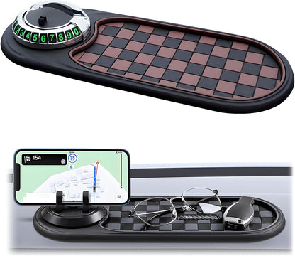 The Ultimate Dashboard Slip-N-Slide: Keep Your Stuff from Going on a Joyride with this Sticky Pad of Wonders (Brown & Silver - Now with Extra Spinning Action!)