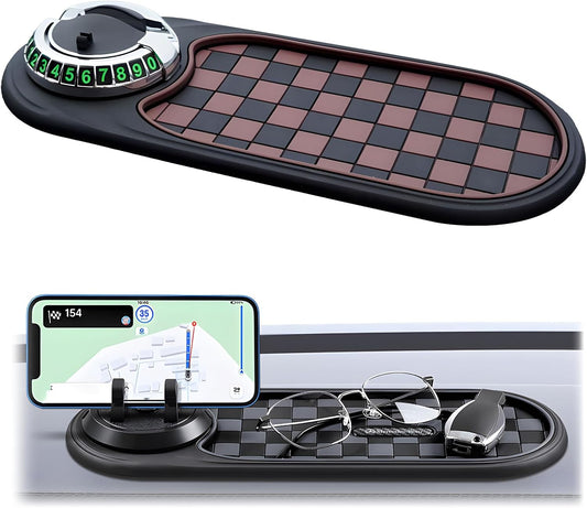 The Ultimate Dashboard Slip-N-Slide: Keep Your Stuff from Going on a Joyride with this Sticky Pad of Wonders (Brown & Silver - Now with Extra Spinning Action!)